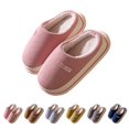 thumbnail image 2 of XIMIN Women Thick Sole Plush Striped Cotton Slippers Warm Memory Foam Comfy House Slippers with Anti-Skid Rubber Sole for Indoor and Outdoor,Autumn and Winter, 2 of 5