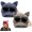 Khaki+navy, variant on Y2K Cat Ear Trucker Hat with Detachable Sunglasses Vintage Washed Baseball Cap Pilot Style UV Protection Snapback