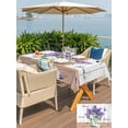 thumbnail image 5 of Outdoor Tablecloth with Umbrella Hole for Patio/Picnic/Party/Camping, Purple Lavender Waterproof Table Cloth Rectangle Table Cover Washable, Spring Floral Daisy Butterfly Leaves Gray (60"x 120"), 5 of 8