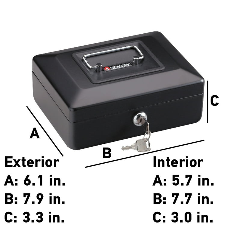SentrySafe CB-8 Small Steel Cash Box with Money Tray and Key Lock