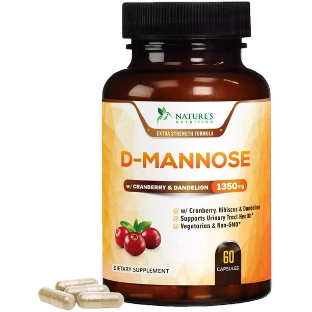 Nature's Nutrition DMannose Capsules with Cranberry for UTI, Bladder