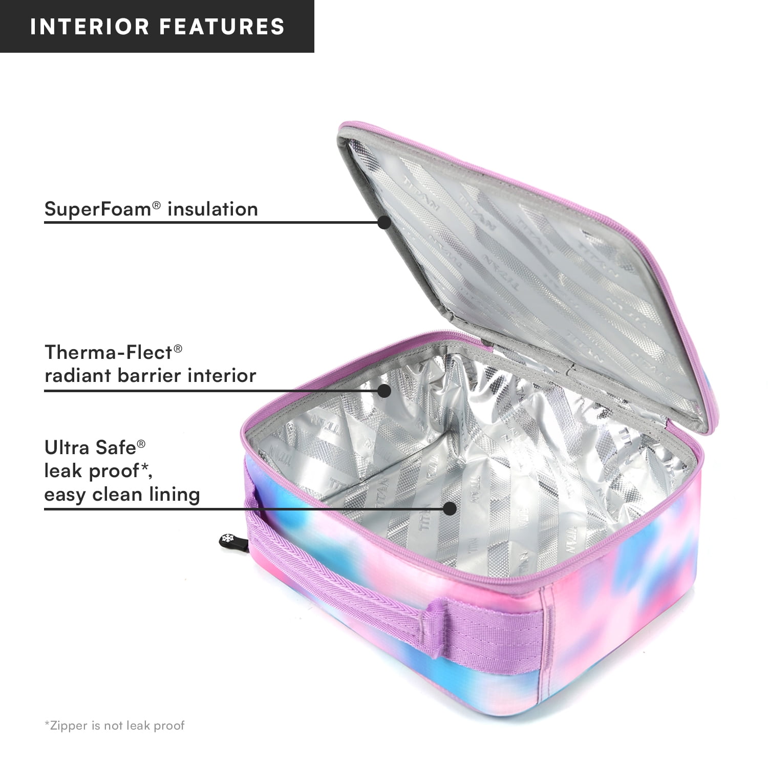 Titan by Arctic Zone Fridge Cold Horizontal Insulated Lunch Box with Reusable Ice Walls - Cotton Candy