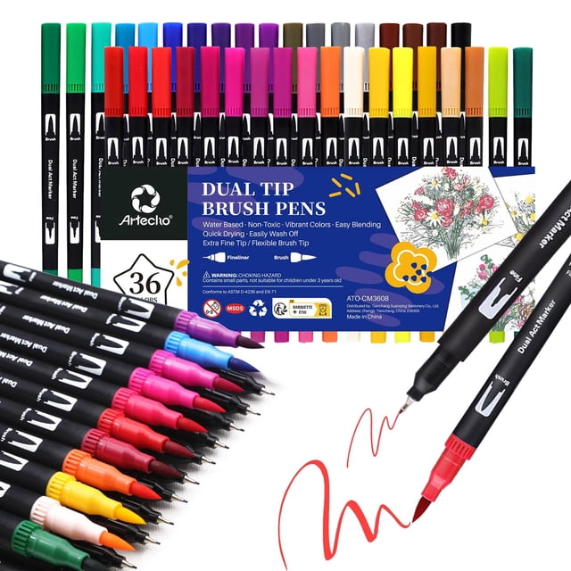 Rotuladores Artecho, 36 colores, doble punta, para libros de colorear para adultos