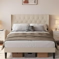 thumbnail image 6 of Lofka Queen Bed Frame with Wingback Headboard, Metal Bed Frame with Wooden Slats, Under Bed Storage, Beige, 6 of 8