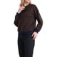 thumbnail image 4 of Sudaderas de cuello redondo a rayas de manga larga para mujeres XL marrón, 4 of 6