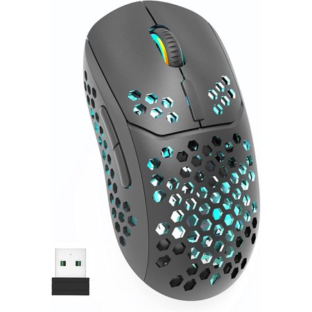 Wireless Gaming Mouse,Ultra Lightweight,Silence Click,Rechargeable Luminous 7-Color Breathing Light,3 DPI
