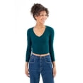thumbnail image 2 of Green Long Sleeve Ribbed V Neck - Women's Casual Knit Top, 2 of 4