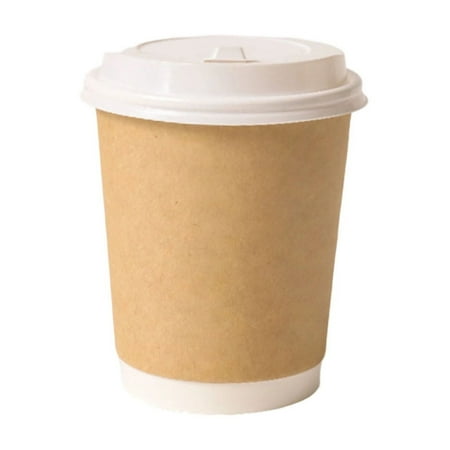 Disposable Paper Cups With Lids 8 Oz Insulated Takeaway Cups Corrugated Double Wall 50 Count Brown Kraft Paper Cup with White Lid Hot and Cold Drink Containers Disposable Paper Cups With Lids 8 Oz Insulated Takeaway Cups Corrugated Double Wall 50 Count Brown Kraft Paper Cup with White Lid Hot and Cold Drink Containers