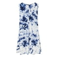 thumbnail image 3 of MBJ WDR1077 Womens Tie Dye Round Neck Sleeveless Trapeze Dress Tunic Top L WHITE_NAVY, 3 of 4