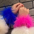 thumbnail image 2 of Thick Ostrich Feather cuffs for women Furry fur cuffs a waers feather cuffs Anklets Feather Slap Bracelets Patting Circle, 2 of 4