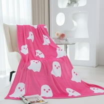 YZEGDCH Halloween Pink Halloween Blanket Soft Fuzzy Plush Cozy Fleece Blankets Cozy and Warm Throw Blanket - Perfect for Halloween and Home Indoor Decor