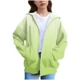 thumbnail image 2 of GigrtiJin Children Athletic Jacket Gradient Color Hooded Zip Up Long Sleeve Outcoat with Pocket Trendy Casual Outwear 4-12 Years, 2 of 5