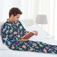 thumbnail image 6 of Naloa Dinosaur Men’s Pajamas Set - Long Sleeve Button Down Sleep Shirt and Pajama Bottoms Sleepwear Set-X-Large, 6 of 7