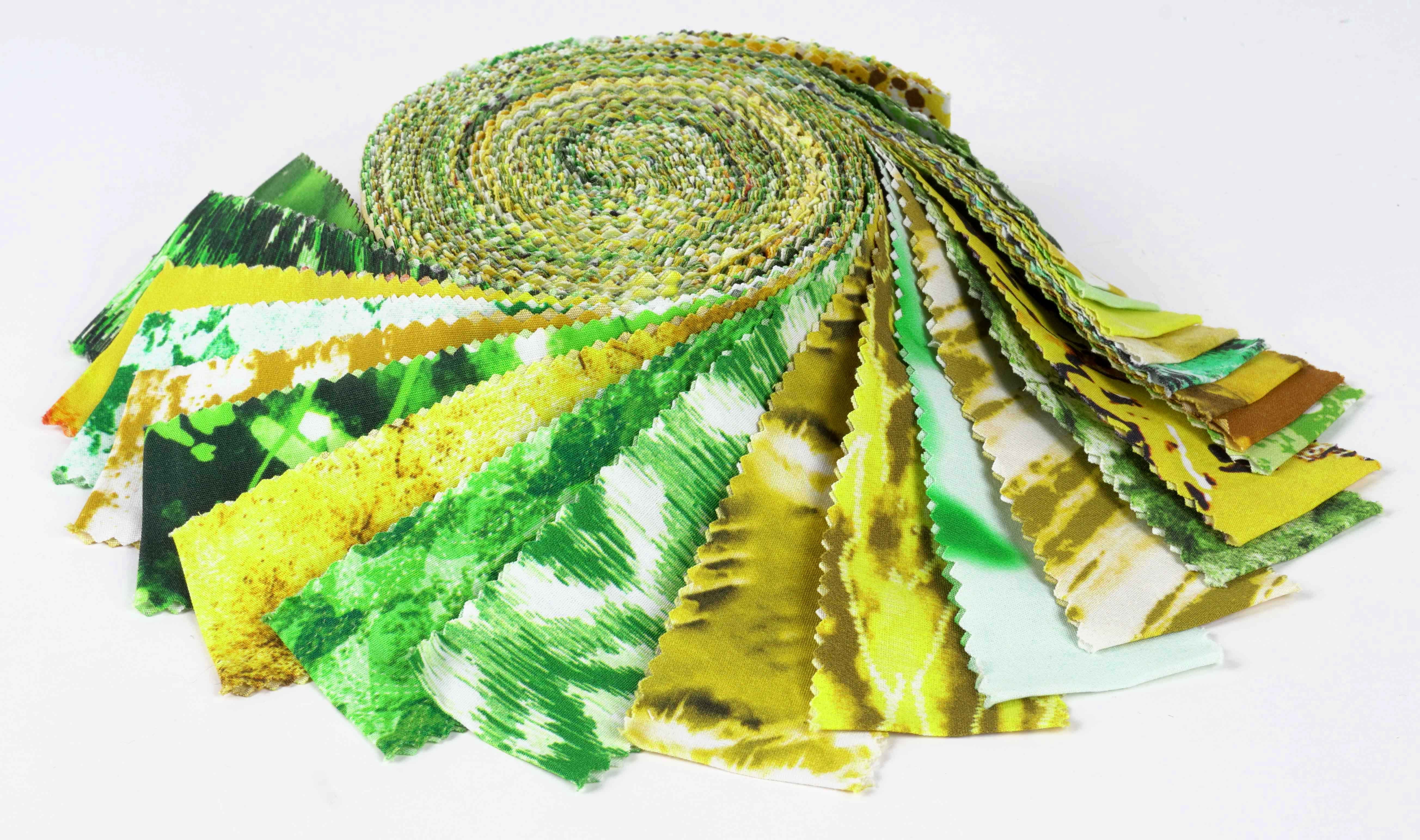 Soimoi 40Pcs Tie Dye Print Precut Fabrics Strips Roll Up 1.5x42inches Cotton Jelly Rolls For Quilting - Green