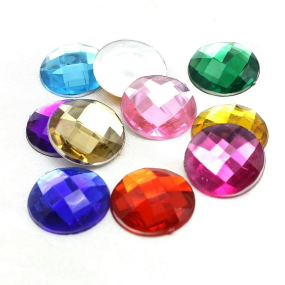 U8MO 50 Mixed Color Acrylic Flatback Crystal Rhinestone Round Gem Beads 20mm No Hole