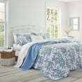 thumbnail image 2 of Laura Ashley  3-piece Bedford Blue Reversible Quilt Set, 2 of 5