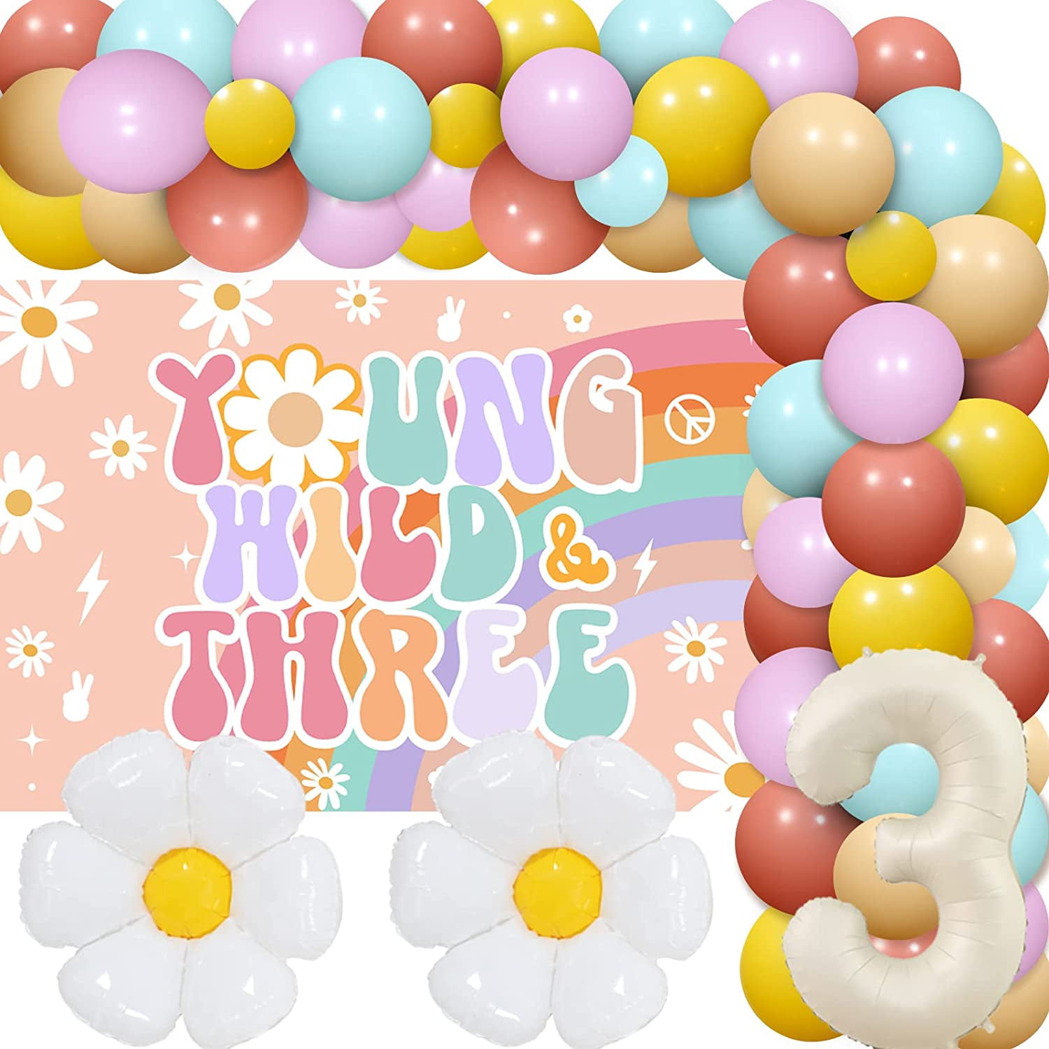 Seven Is A Vibe Birthday Party Decorations Balloon Banner Flower Rainbow  Foil Balloons for Vintage Groovy 7th Birthday Decorations Daisy Floral  Hippie Retro 7 Years Old Birthday Decorations 