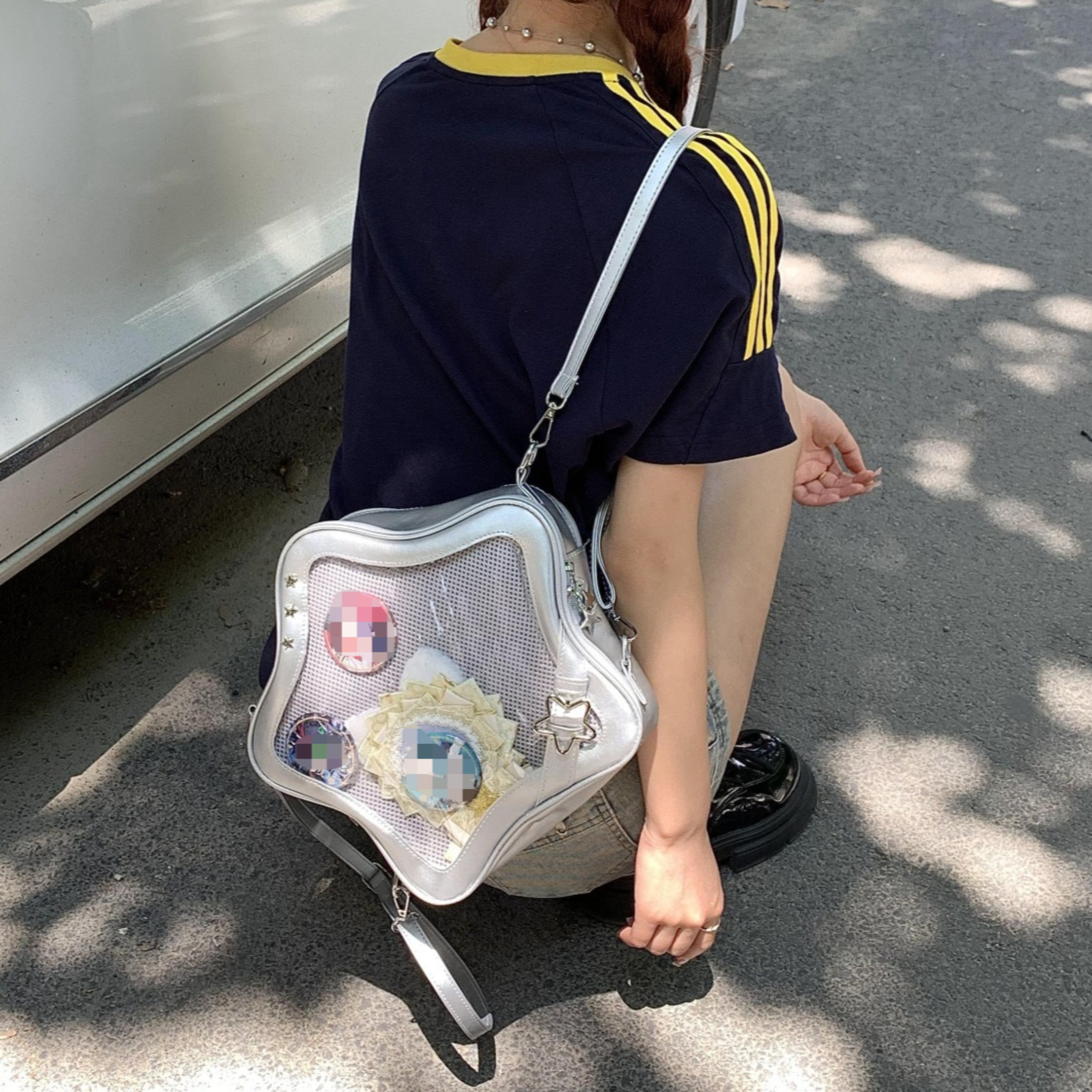 Kawaii Ita Bag Backpack Star Pins Display Crossbody Bag with Insert Y2k Aesthetic Cute Handbag for Anime Comic