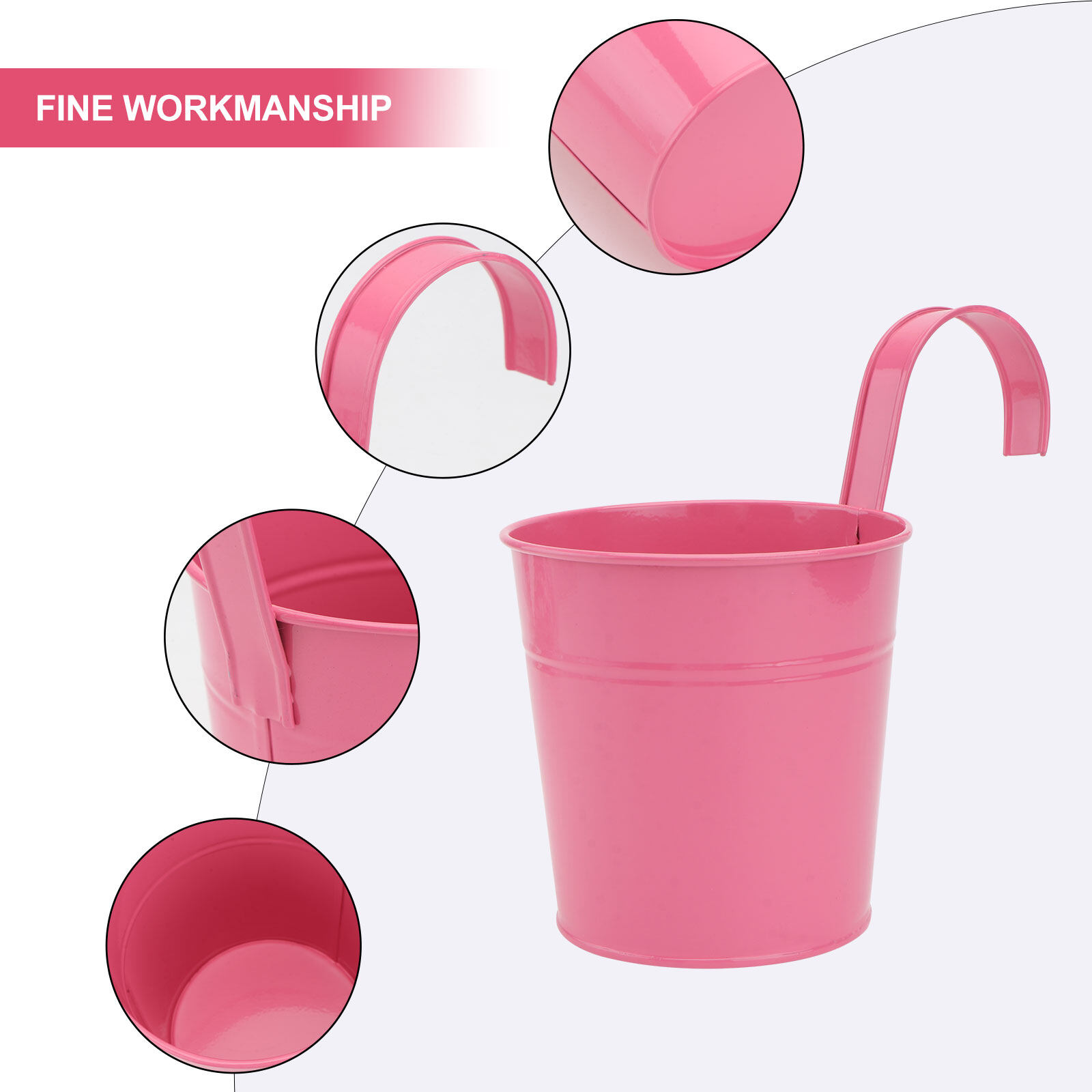 Metal Hanging Flower Pot with Hook - Balcony Garden Planter, Plant Holder for Outdoor and Indoor Use, Random Color