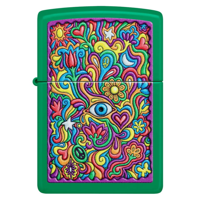 Zippo Trippy Design Grass Green Matte Pocket Lighter - Walmart.com