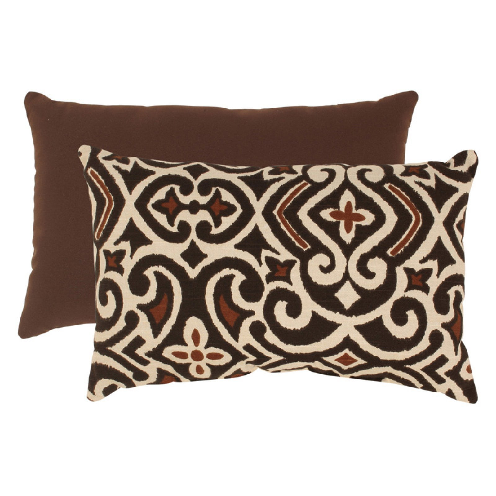 Pillow Perfect Brown and Beige Damask Rectangular Throw Pillow ...