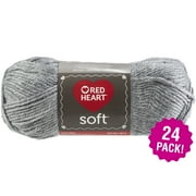 Red Heart Soft Yarn - Light Grey Heather, Multipack of 24