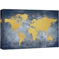 thumbnail image 3 of PixonSign Canvas Print Wall Art Gold Continents on Blue World Map Landscape Islands Digital Art Modern Art Contemporary Aerial Colorful Multicolor Warm for Living Room, Bedroom, Office - 16"x24", 3 of 5