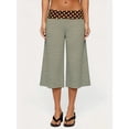 thumbnail image 3 of Women's Casual Wide Leg Cropped Pants Low Rise Fold Over Stretch Gaucho Pants for Summer Beach Holiday Streetwear, 3 of 5