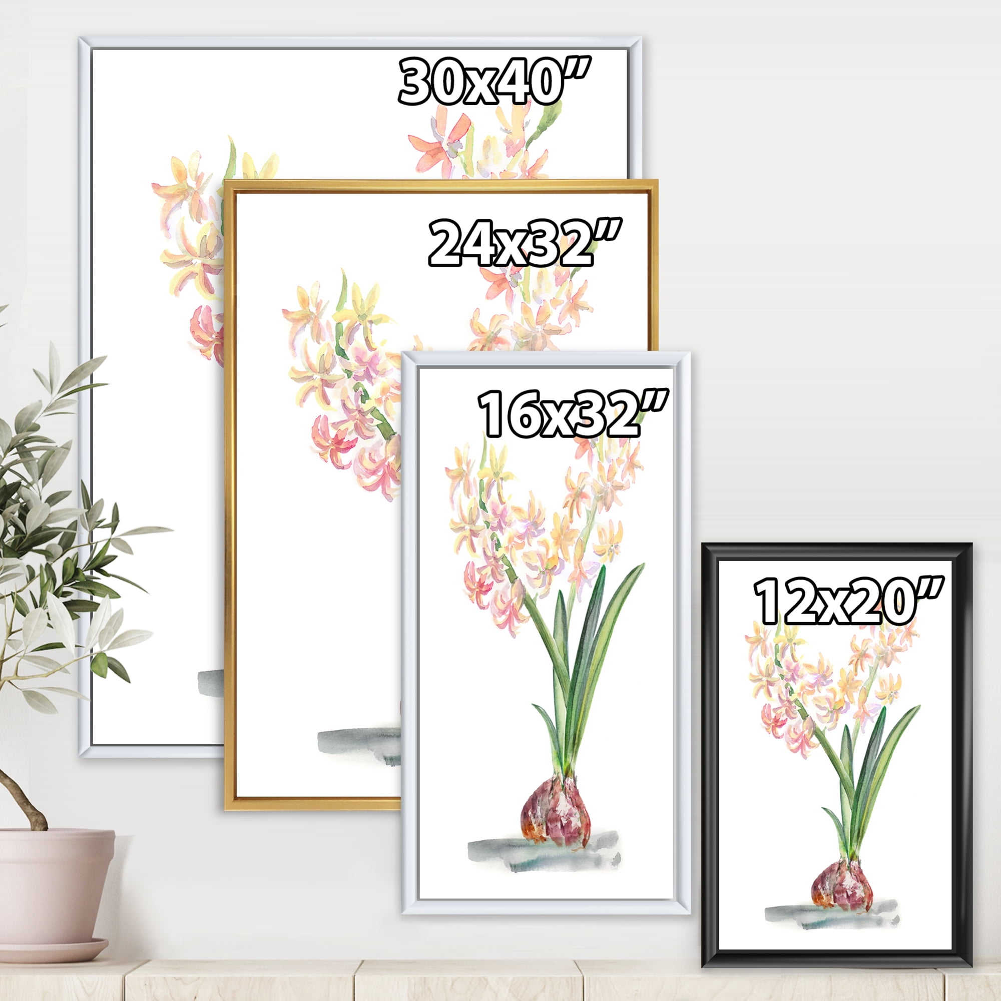 Designart 'Blossoming Hyacinth' Traditional Framed Canvas Wall Art Print