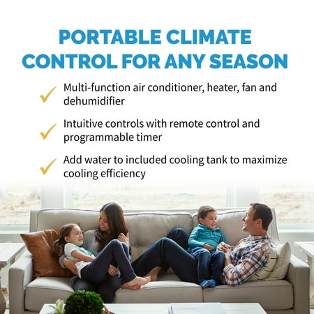 NewAir - 525 Sq. Ft. Portable Air Conditioner and Heater, 8,600 BTUs (8,532 BTU, DOE), Window Venting Kit and Remote Control - White