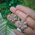 thumbnail image 2 of 3D Flower Cubic Zirconia Rose Gold Dangling Drop Earrings Luxury Party Jewelry, 2 of 8