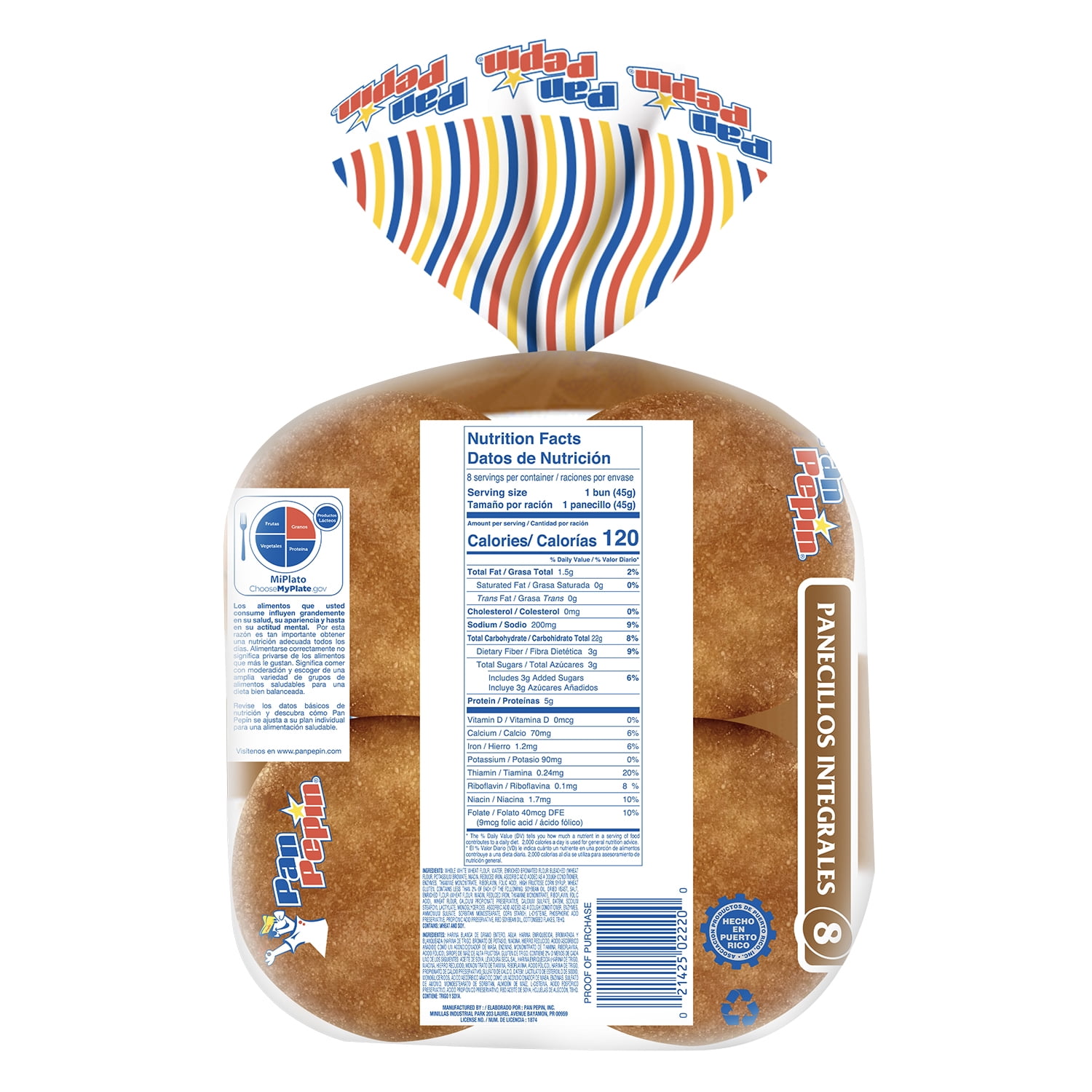 Pan Pepin, Whole Grain Hamburger Buns, 12.5 oz, 8 Count