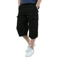 thumbnail image 4 of ZVNAΖH Mens 3/4 Long Cargo Shorts Below Knee Shorts Capri Pants Oversized Cotton Multi-pocket Everyday Wear Overalls Cropped Trousers, 4 of 5