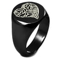 thumbnail image 1 of Sterling Silver Love Heart Floral Rose Engraved Round Flat Top Polished Ring, 1 of 1