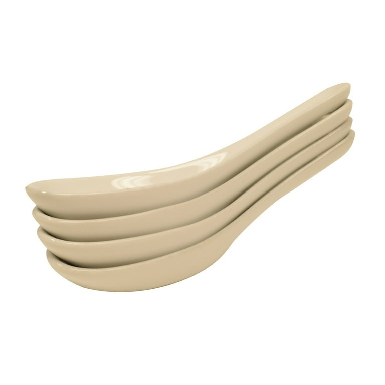 Set 4 White Porcelain Asian Chinese Japanese Food Miso Ramen Spoon Soup Utensil Set 4 White Porcelain Asian Chinese Japanese Food Miso Ramen Spoon Soup Utensil
