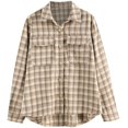 thumbnail image 1 of Women's Plaid Long Sleeve Button Down Wool Blend Shirt Jacket Blouse, 1 of 5