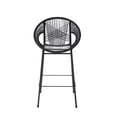 thumbnail image 2 of Bar Stools, Outdoor Barstools Set of 2, PE Wicker Seat and Backrest with Black Iron Frame, Ergonomic Counter Height Stools for Patio, Kitchen, or Bar in Black, 2 of 11