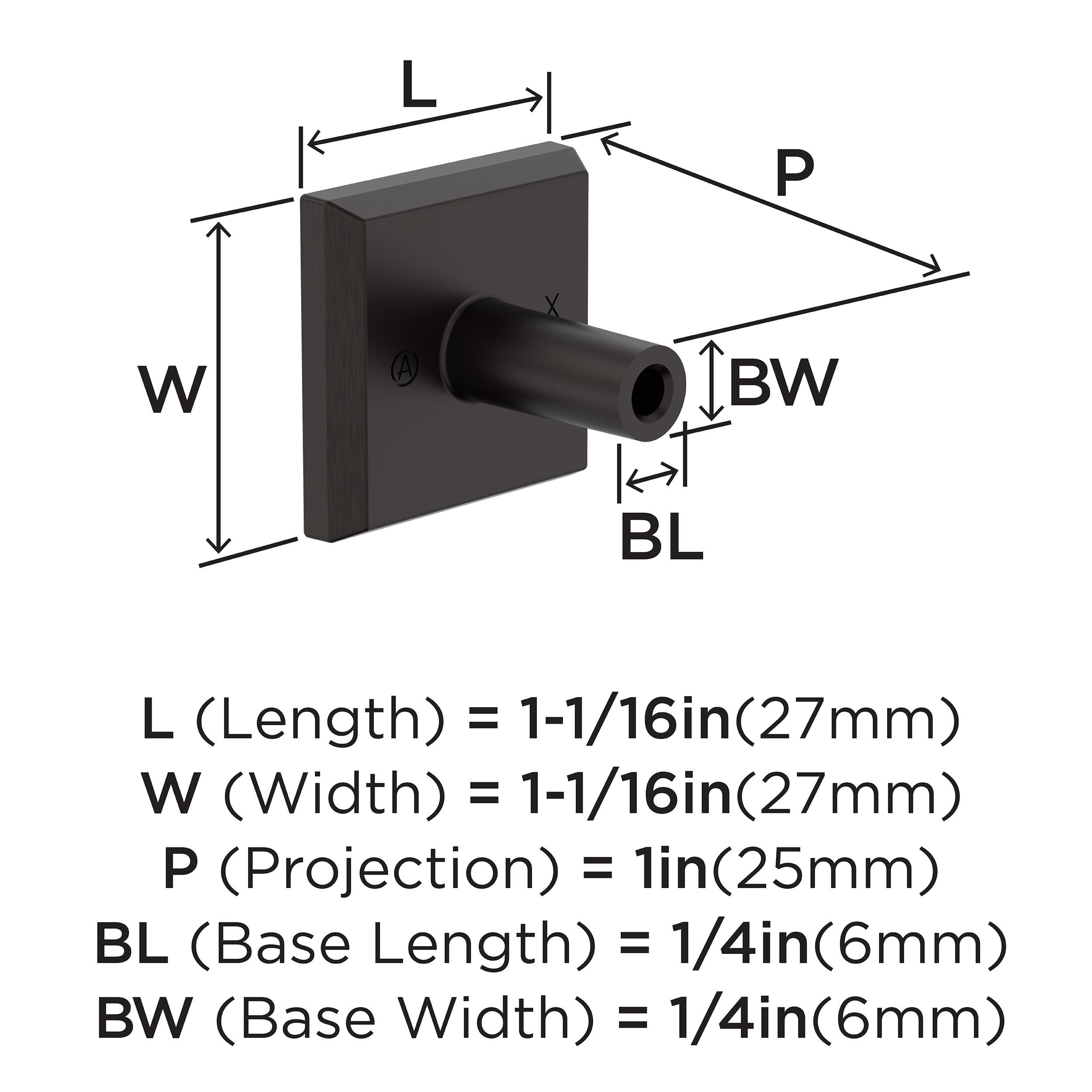 Amerock Chamfered Edge 1-1/16 inch Length Oil-Rubbed Bronze Cabinet or Furniture Knob, 25 Pack