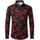 thumbnail image 1 of Camisa de hombre con estampado floral rojo, azul y rosa, de talla grande, de manga larga, hawaiana, para hombre y mujer, camisa informal de moda, blusa de solapa de lujo, nueva, 1 of 6