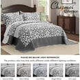 thumbnail image 5 of Chezmoi Collection Oversized Bedspread 138x122, Jacquard Matelasse Floral Damask Design, 5-Piece Lightweight Reversible Microfiber Coverlet Set Textured Dot Border, Alaskan King, Dark Gray/White, 5 of 9