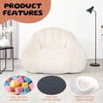 thumbnail image 7 of Large Flower Bean Bag Chair, Comfy Floral Shaped Floor Lounger, Oversized Faux Fur Sofa Chair for Kids & Adults, Aesthetic Room Decor, Beige, 7 of 7