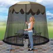 Ideaworks JB5678 Outdoor 9-Foot Umbrella Table Screen, Black, PROTECTION FROM PESTS: The see-thru mesh screen helps keep pesky flies and mosquitos.., By Brand IdeaWorks