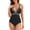 Black, variant on Womens V Neck One Piece Bathing Suits Tummy Control Swimsuit