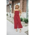 thumbnail image 3 of Combinaison-casual Épaule Sans Manches Bouton Ceinture Jambe Large Combinaisons Rompers Été, 3 of 6