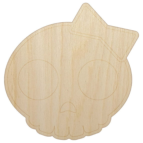 Sassy Skull with Hairbow Wood Shape Unfinished Piece Cutout Craft DIY Projects - 4.70 Inch Size - 1/8 Inch Thick