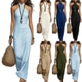 thumbnail image 6 of Dvprdro Womens Casual Party Maxi Dress Criss Criss Neck Sleeveless Ruched Waist Fitted Dress Solid, 6 of 6
