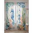 thumbnail image 5 of Sheer Curtains 84 Inches Long 2 Panels Set for Living Room, Seahorse Coastal Semi Sheer Curtains for Windows, Summer Nautical Starfish Coral Beige Voile Window Treatments Rod Pocket Curtain, 5 of 7