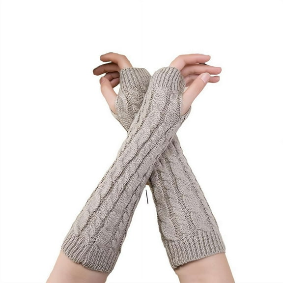 Women's Winter Long Fingerless Gloves Knit Mitten Gloves Arm Sleeves for Women with Thumb Hole