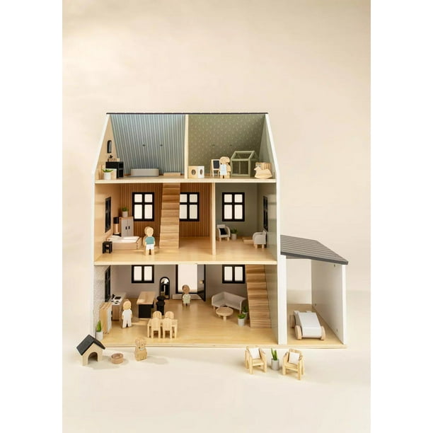 Coco Village Wooden Doll House Master Bedroom Furniture Toy (9 pcs