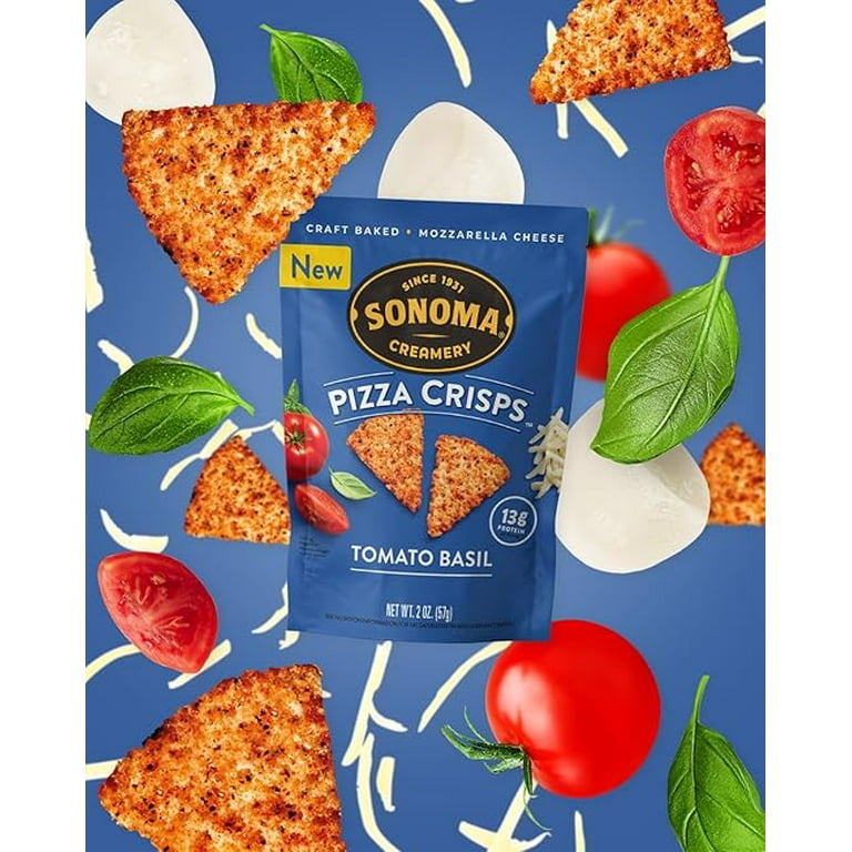 Sonoma Creamery Pizza Crisps, Tomato Basil, High Protein, Low Carb